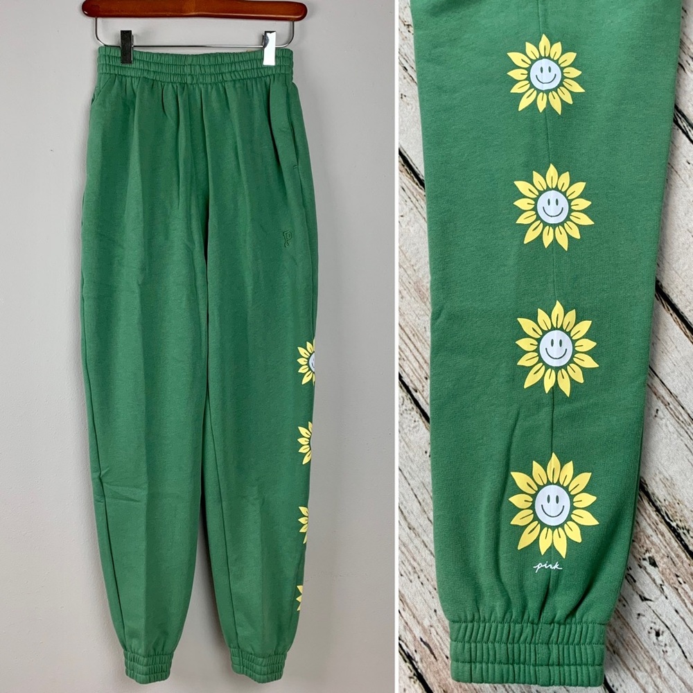 NWT PINK Victoria’s Secret High Waist Campus Jogger XS Lounge Sweats Flowers